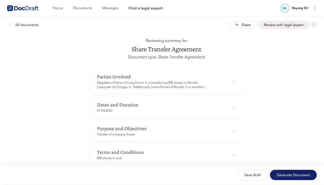 DocDraft product screenshot